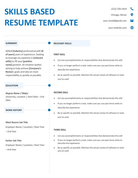 skill based resume template free.